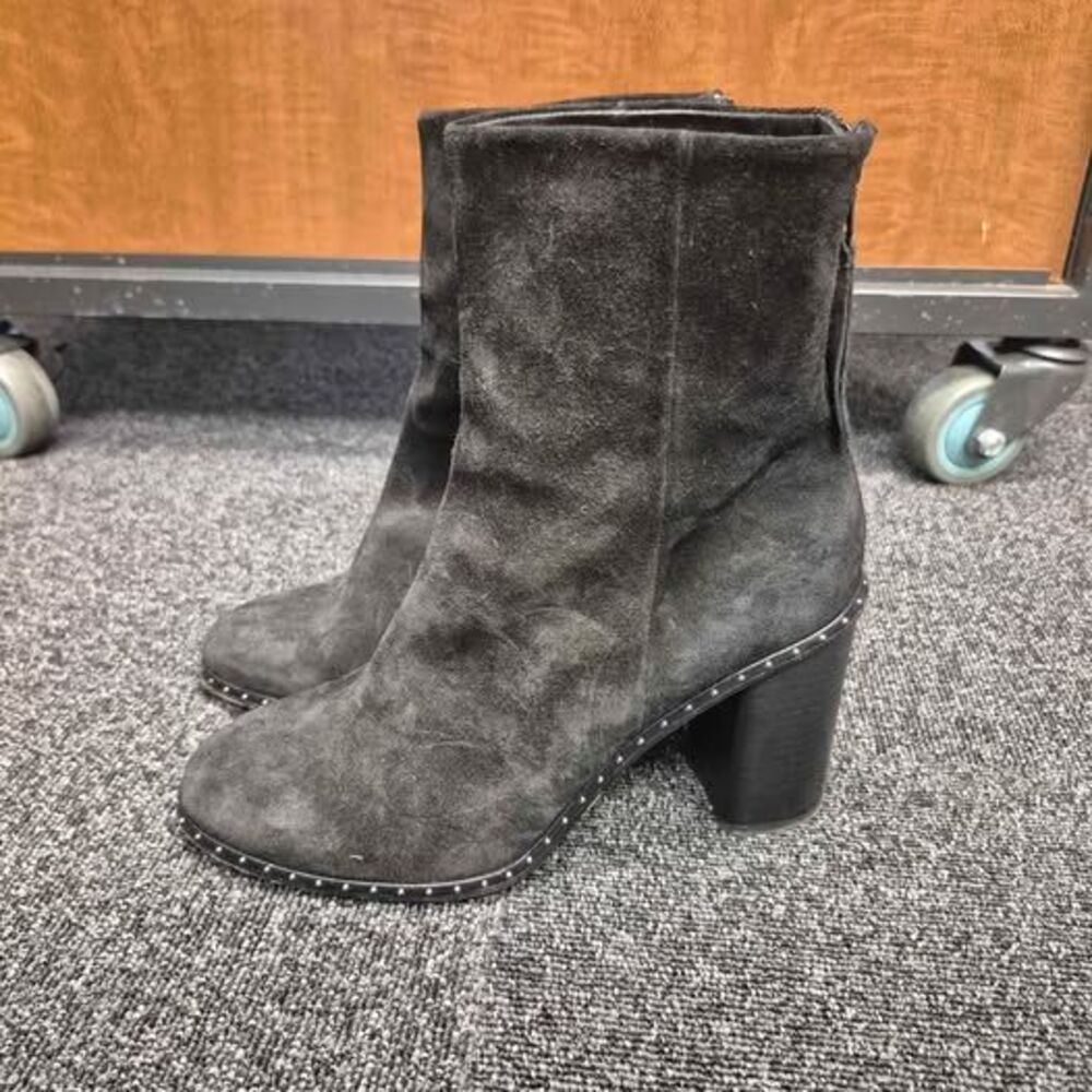 Rag & Bone Black Suede Studded Block Heel Ankle Boots Booties Size 40